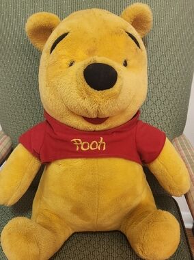 Vintage Winnie The Pooh Plush Toy - Yellow with Red Shirt